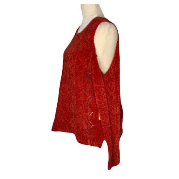 Gibson Latimer Sexy Red Chenille Cold Shoulder Winter Sweater Size 1X NWT - Picture 7 of 10